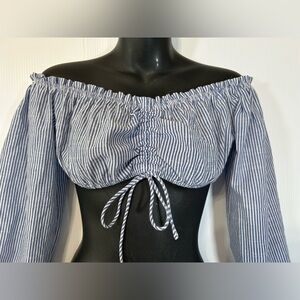 Adika Striped Off Shoulder Crop Top Size XS-S NWT
